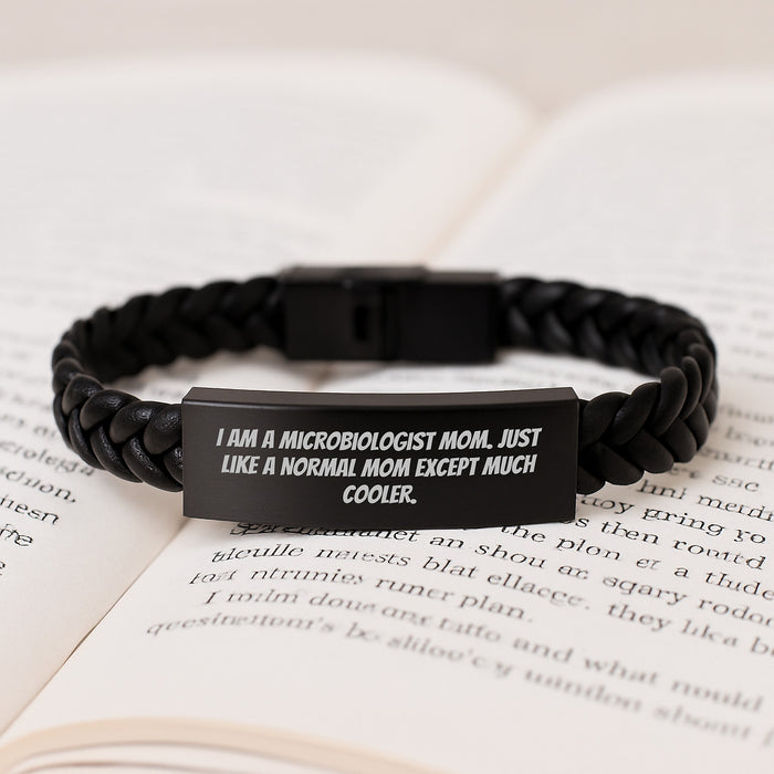Funny Microbiologist Mom Gifts - Interlaced Leather Bracelet for Graduation Unique Gifts from Mom to Microbiologist Men - Image 3