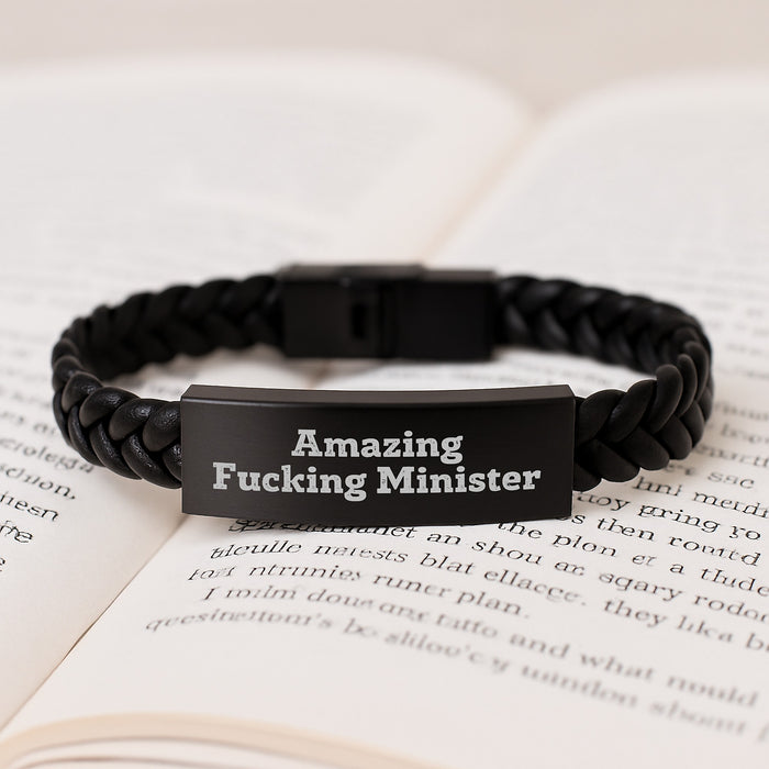 Funny Minister Gifts for Men - Amazing 'F--king' Interlaced Leather Bracelet, Inspirational Graduation Unique Presents from Friends - Image 3