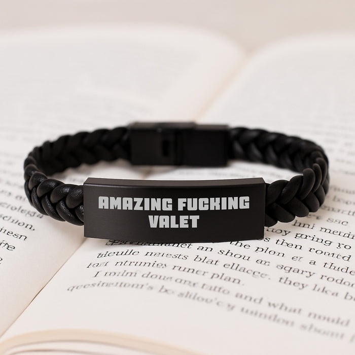 Amazing Funny Valet Gifts from Men for Valet - Interlaced Leather Bracelet, Stainless Steel and PU Leather, Graduation Unique Gifts - Image 3