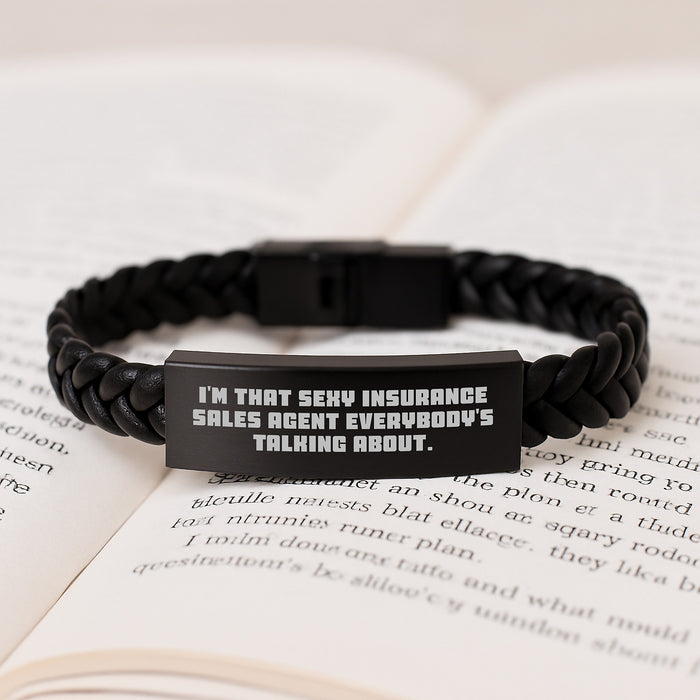 Sexy Insurance Sales Agent Gifts for Men, Funny Graduation Unique Gifts for Insurance Agent Friend, Interlaced Leather Bracelet from Friends - Image 3