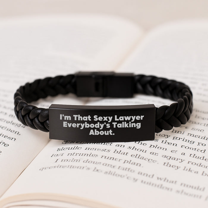 Funny Sexy Lawyer Gift, Interlaced Leather Bracelet for Men, from Friends, Birthday Unique Gifts for Lawyers, I'm That Sexy Lawyer Everybody's Talking About. - Image 3