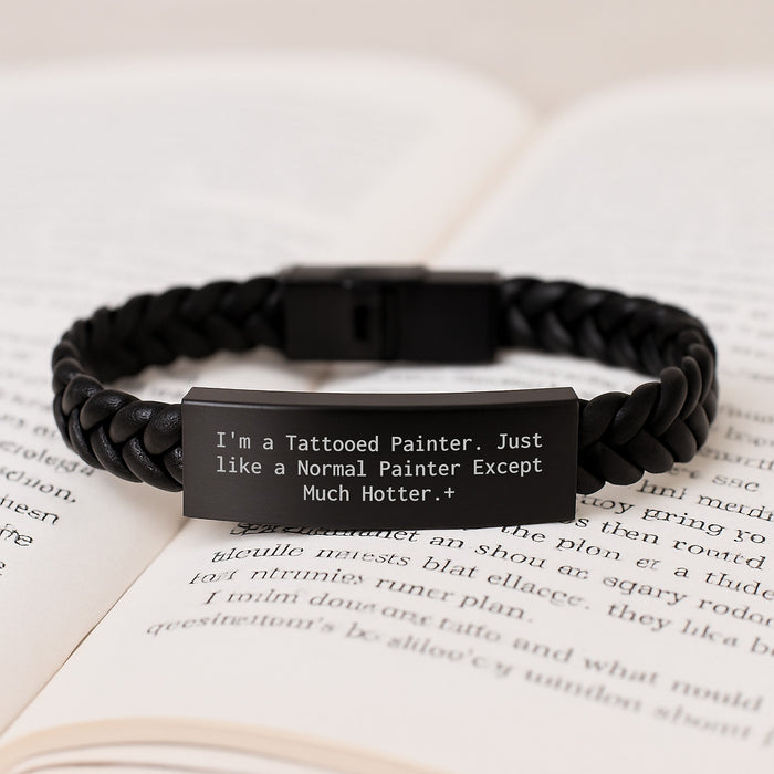 Funny Painter Gifts, Unique Interlaced Leather Bracelet for Painter Friends, Graduation Unique Gifts from Friends for Painter - Image 3