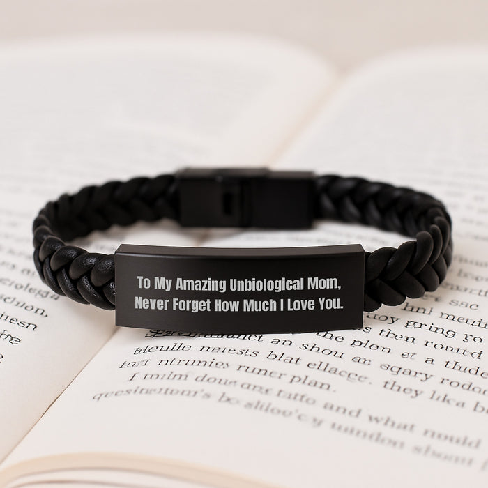 Gifts from Men to Unbiological Mom Unforgettable Graduation Unique Gifts Interlaced Leather Bracelet - Image 3