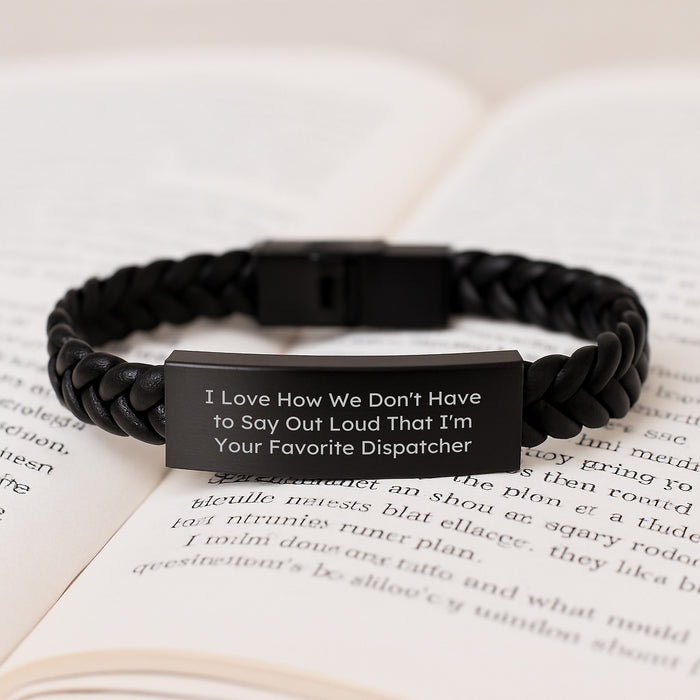 Funny Dispatcher Gifts from Friends for Men Christmas Unique Interlaced Leather Bracelet, Engraved Stainless Steel, PU Leather, Favorite Dispatcher Quote, 7.87 inch Length, Stylish and Versatile - Image 3