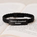 World's Greatest Dealer Funny Quote Interlaced Leather Bracelet Gifts for Men from Friends, Christmas Unique Gifts for Dealer, Interlaced Leather Bracelet for Men - Image 3