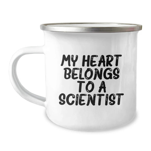 Funny Scientist Gifts for Him - My Heart Belongs To A Scientist Birthday Unique Gifts from Family to a Man Who Loves Camping Mugs - Image 1