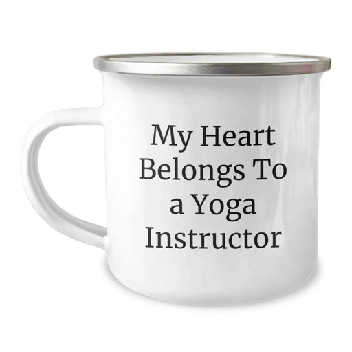 Funny Yoga Instructor Gifts from Men to Friends, 'My Heart Belongs To A Yoga Instructor' Camping Mug for Birthday Unique Gifts - Image 1
