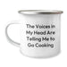 Funny Cooking Gifts for Camping Mug Lovers from Friends and Family - 'The Voices In My Head Are Telling Me To Go Cooking' Birthday Unique Gifts - Image 1