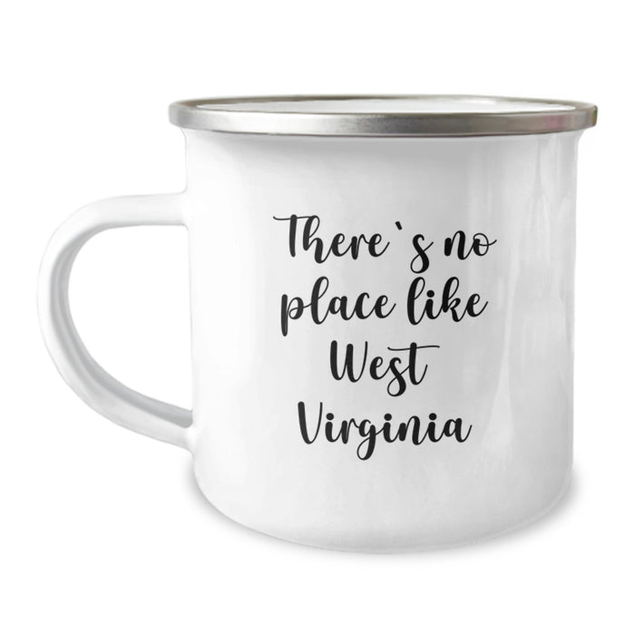 West Virginia Gifts for Men from Friends, West Virginia Camping Mug, 'There's No Place Like West Virginia' Funny Birthday Unique Gift for West Virginia Lovers - Image 1