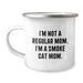 Funny Smoke Cat Gifts for Men, Women, Friends, and Family - Camping Mug - I'm Not A Regular Mom - Image 1