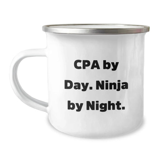 CPA Gifts for Men from Friends - Camping Mug with Funny Quote 'Cpa By Day. Ninja By Night.' for Birthday - Image 1
