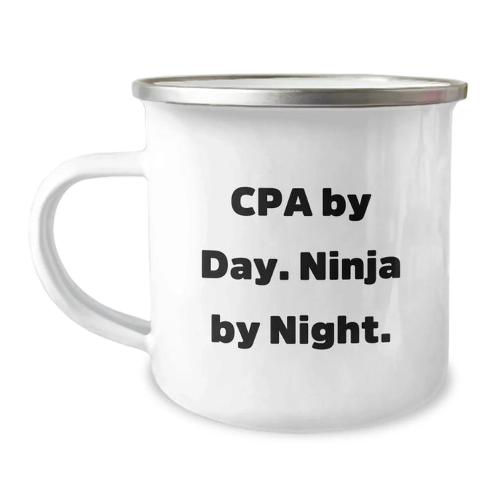 CPA Gifts for Men from Friends - Camping Mug with Funny Quote 'Cpa By Day. Ninja By Night.' for Birthday - Image 1