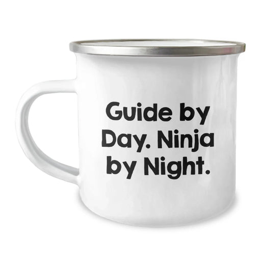 Christmas Guide Gifts for Men by Day, Ninja by Night - Funny Camping Mug - Image 1