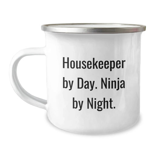 Funny Housekeeper Gifts from Men, Housekeeper By Day Ninja By Night Camping Mug, Unique Christmas Unique Gifts for Housekeepers - Image 1