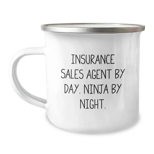 Funny Insurance Sales Agent Gifts from Friends for Men, 'Insurance Sales Agent By Day. Ninja By Night.' Camping Mug, Christmas Unique Presents for Colleagues - Image 1