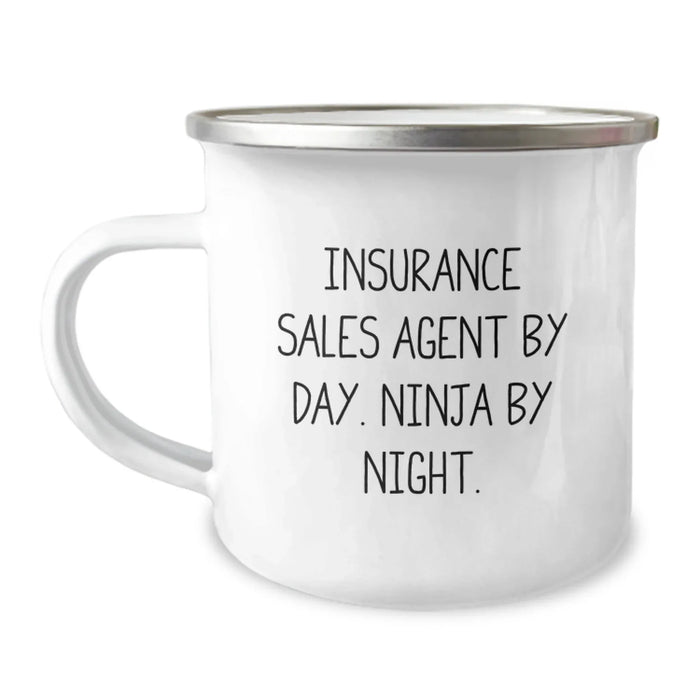 Funny Insurance Sales Agent Gifts from Friends for Men, 'Insurance Sales Agent By Day. Ninja By Night.' Camping Mug, Christmas Unique Presents for Colleagues - Image 1