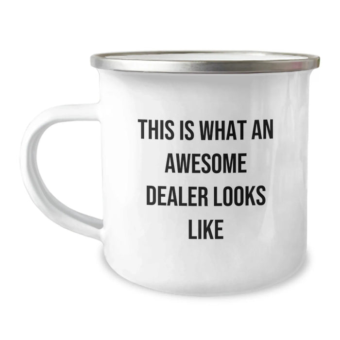 Funny Dealer Gifts from Men, Camping Mug for Birthday Unique Gifts, Inspirational Dealer Looks Like - Image 1
