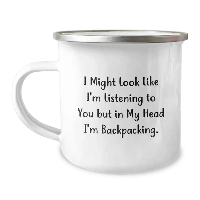 Funny Backpacking Camping Mug for Valentine's Gifts from Friends and Family - Image 1