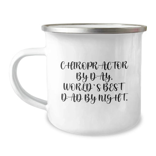 Chiropractor Gifts for Christmas Unique Finds from Dad, Funny Quote Camping Mug for Men, 12 oz Stainless Steel Enamel Finish - Image 1