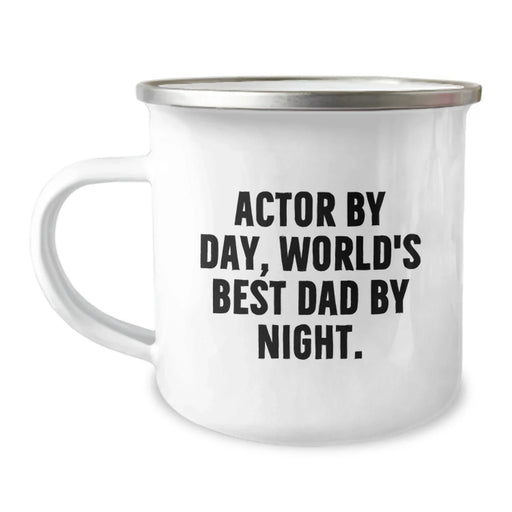 Funny Actor Gifts - Actor By Day, World's Best Dad By Night. Birthday Camping Mug for Men from Friends - Image 1