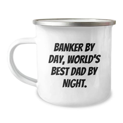 Funny Banker Gifts, World's Best Dad Camping Mug, Birthday Unique Gifts from Family to Banker, Best Dad Ever - Image 1