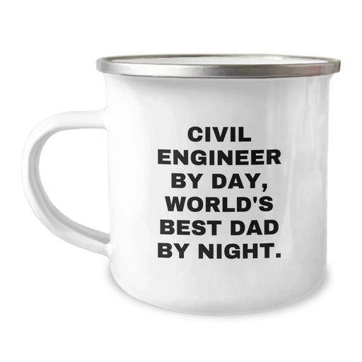 Civil Engineer Gifts for Men - Camping Mug - 'Civil Engineer By Day, World's Best Dad By Night.' Funny Quote - Image 1