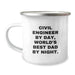 Civil Engineer Gifts for Men - Camping Mug - 'Civil Engineer By Day, World's Best Dad By Night.' Funny Quote - Image 1