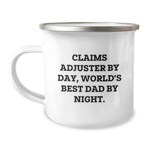 Funny Claims Adjuster Gifts from Mom Christmas Unique Gifts for Claims Adjuster Dad Camping Mug - 'Claims Adjuster By Day, World's Best Dad By Night.' - Image 1
