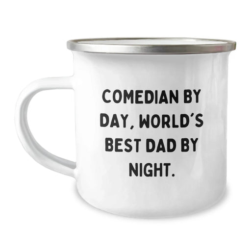 Funny Comedian Gifts for Men Comedian By Day World's Best Dad Night Camping Mug, Unique Christmas Unique Gifts for Comedian Friends, Camping Mug for Comedian, Comedian Lover Gifts - Image 1