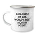 Funny Biologist Gifts for Graduation - Camping Mug for Mom, 'Biologist By Day, World's Best Mom By Night.' - Gifts from Family, Friends, or Coworkers - Image 1