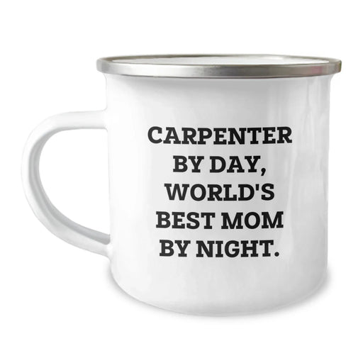 Carpenter Gifts from Family, World's Best Mom By Night., Funny Camping Mug for Graduation, 12 oz Stainless Steel - Image 1
