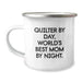 Funny Quilter Gifts, Best Mom Quilter Camping Mug, Quilter By Day World's Best Mom Night - Unique Christmas Unique Gifts from Family to Quilter - Image 1