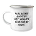 Funny Real Estate Agent Gifts from Mom, Camping Mug for Christmas Unique Presents for Real Estate Agent By Day, World's Best Mom By Night. - Image 1