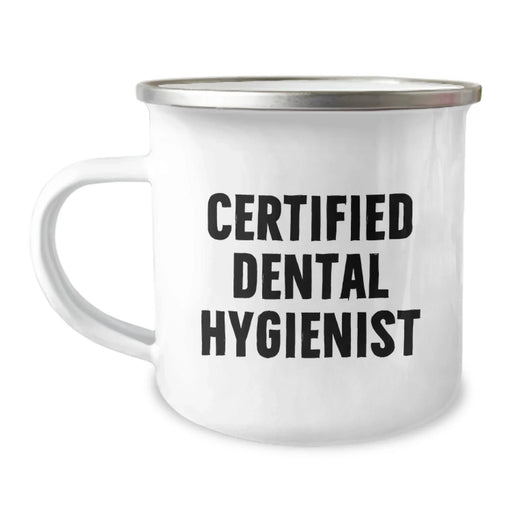 Funny Christmas Unique Gifts for Dental Hygienist Friends - 'I Brush Before I Floss' Camping Mug - Image 1