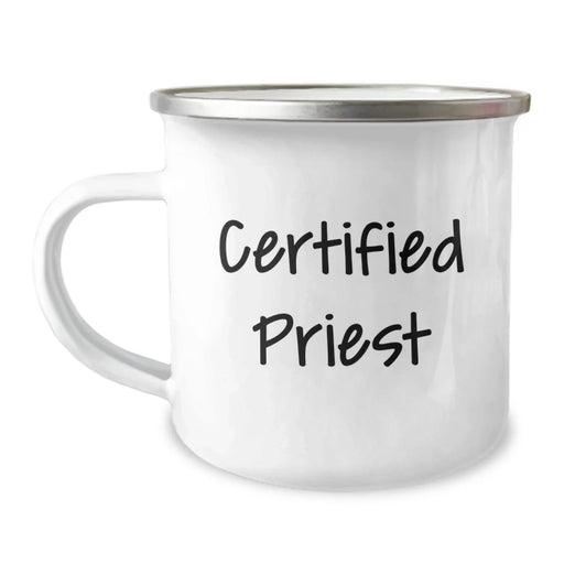 Funny Quote Gifts from Men to Priest Friends for Graduation - 12 oz Stainless Steel Camping Mug - Image 1