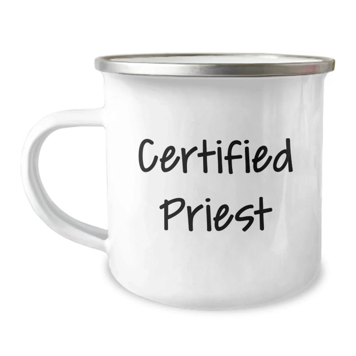 Funny Quote Gifts from Men to Priest Friends for Graduation - 12 oz Stainless Steel Camping Mug - Image 1