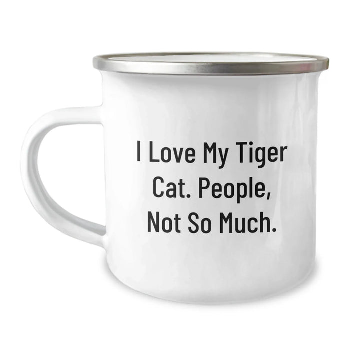 Funny Tiger Cat Gifts from Men to Friends - 'I Love My Tiger Cat. People, Not So Much.' Christmas Unique Mug - Image 1