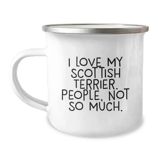 Funny Scottish Terrier Dog Christmas Unique Gifts from Men to Friends - 'I Love My Scottish Terrier. People, Not So Much.' Scottish Terrier Dog Lover Camping Mugs - Image 1
