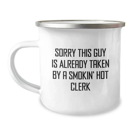Funny Clerk Gifts, Smokin' Hot Clerk Birthday Unique Mugs, Camping Mug for Men Friends Family - Image 1
