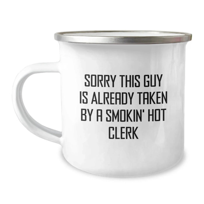 Funny Clerk Gifts, Smokin' Hot Clerk Birthday Unique Mugs, Camping Mug for Men Friends Family - Image 1