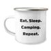 Cute Camping Gifts for Men Women Friends Family - Eat. Sleep. Camping. Repeat. - Stainless Steel Enamel Camping Mug for Christmas - Image 1