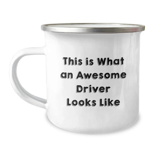 Driver Gifts from Friends for Awesome Drivers, Camping Mug with Inspirational Quote, 12 oz Stainless Steel with Enamel Finish, Perfect for Graduation - Image 1