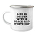 Funny Black and White Cat Camping Mug Gifts from Friends for Black and White Cat Lovers, Birthday Unique Presents for Men and Women - Image 1