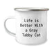 Funny Gray Tabby Cat Camping Mug Gifts for Men Women Friends - 'Life Is Better With A Gray Tabby Cat' Birthday Unique Gifts from Family - Image 1