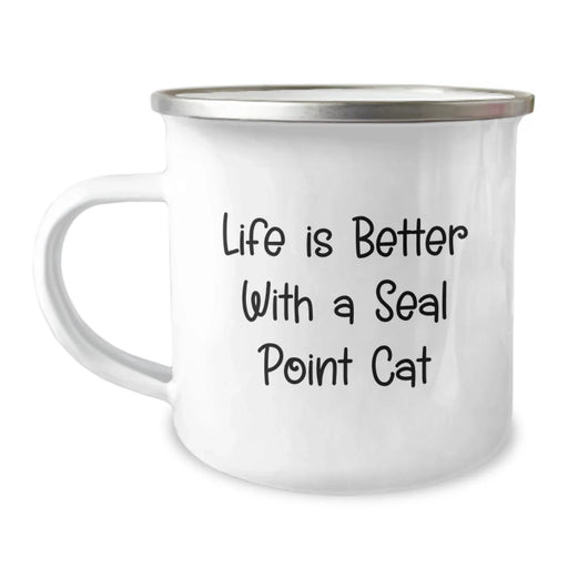 Funny Seal Point Cat Camping Mug Gifts from Friends for Seal Point Cat Lover Birthday Unique Presents - Image 1
