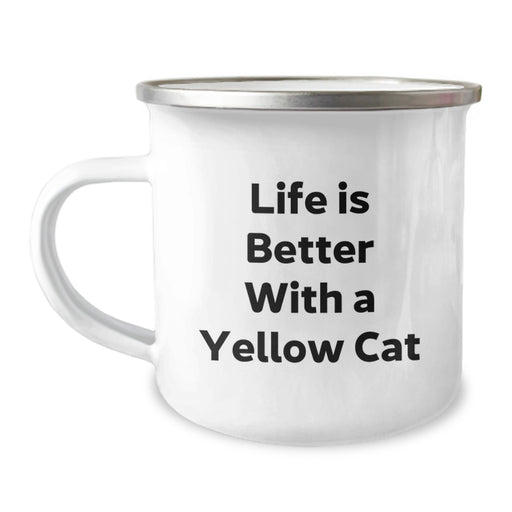 Yellow Cat Fun Camping Mug, Inspirational Quote Gifts from Friends for Yellow Cat Lover on Birthday Unique - Image 1