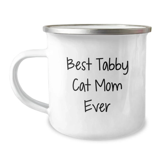 Funny Tabby Cat Mom Gifts for Her - Best Tabby Cat Mom Ever, 12 oz Camping Mug, Birthday Unique Gifts from Friends, Perfect for Tabby Cat Enthusiasts - Image 1