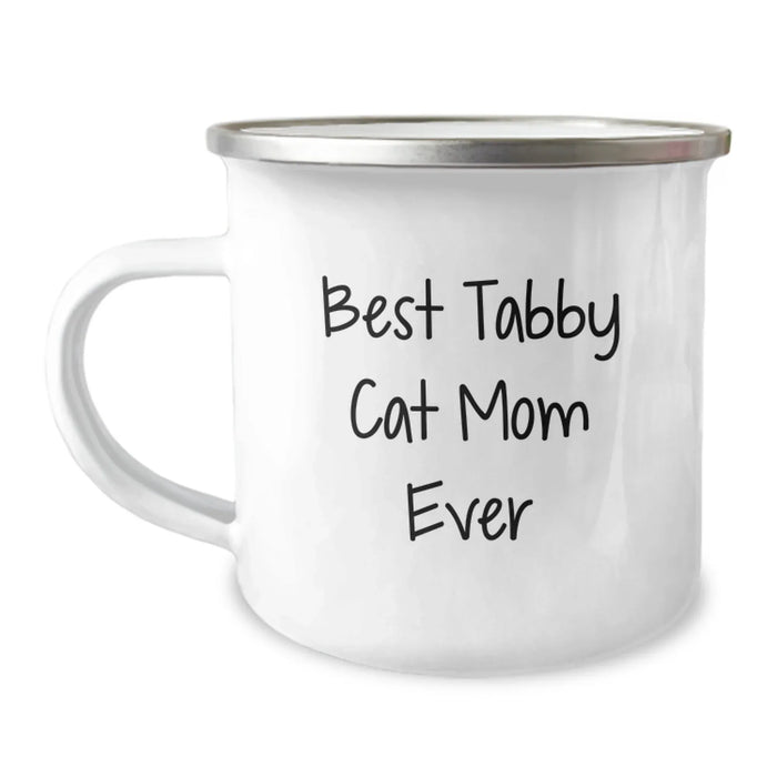 Funny Tabby Cat Mom Gifts for Her - Best Tabby Cat Mom Ever, 12 oz Camping Mug, Birthday Unique Gifts from Friends, Perfect for Tabby Cat Enthusiasts - Image 1