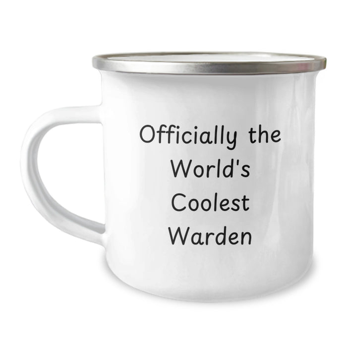 Funny Warden Gifts for Men, Camping Mug with Officially The World's Coolest Warden Quote - Perfect for Father's Day Unique Gifts from Family to Dad - Image 1