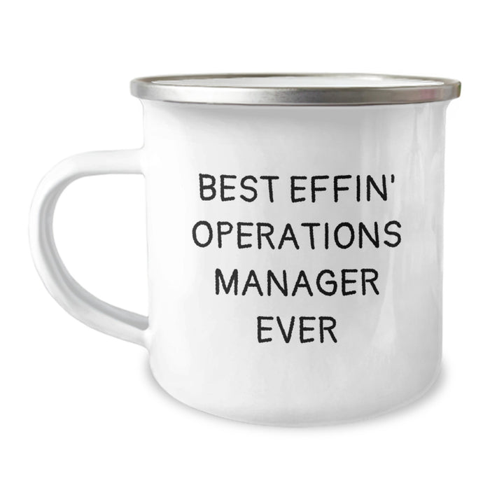Funny Operations Manager Gifts from Friends, Best Effin' Operations Manager Ever Enamel Camping Mug for Dad on Father's Day Unique Gifts - Image 1
